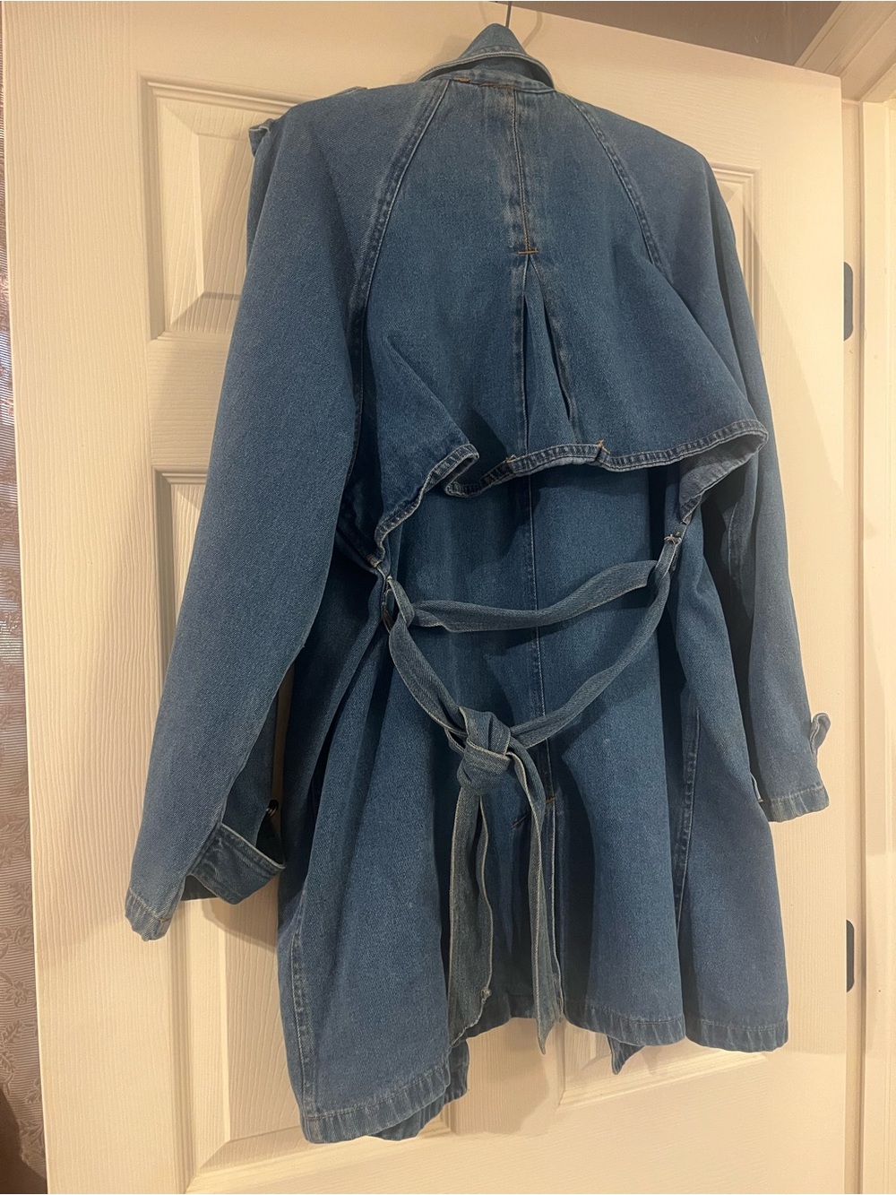 Forenza Vintage Late 80s Medium Double Breasted Denim Trench Coat - Picture 5 of 15